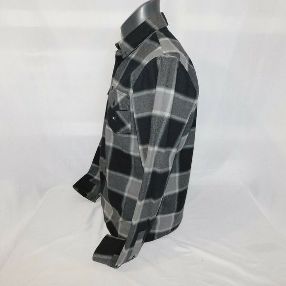 DC shoe Company mens S Black Gray Plaid Button Front shirt skater - Picture 8 of 10